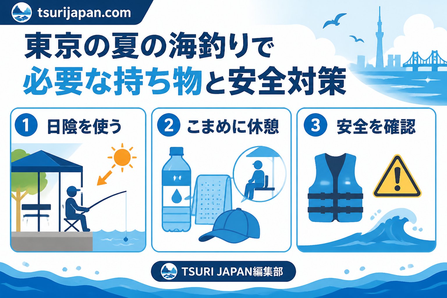 安全 東京の夏の海釣りで必要な持ち物と安全対策