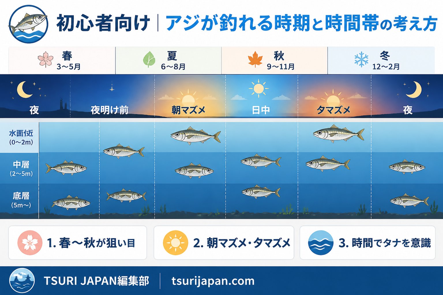 魚種 初心者向けにアジが釣れる時期と時間帯の考え方を解説