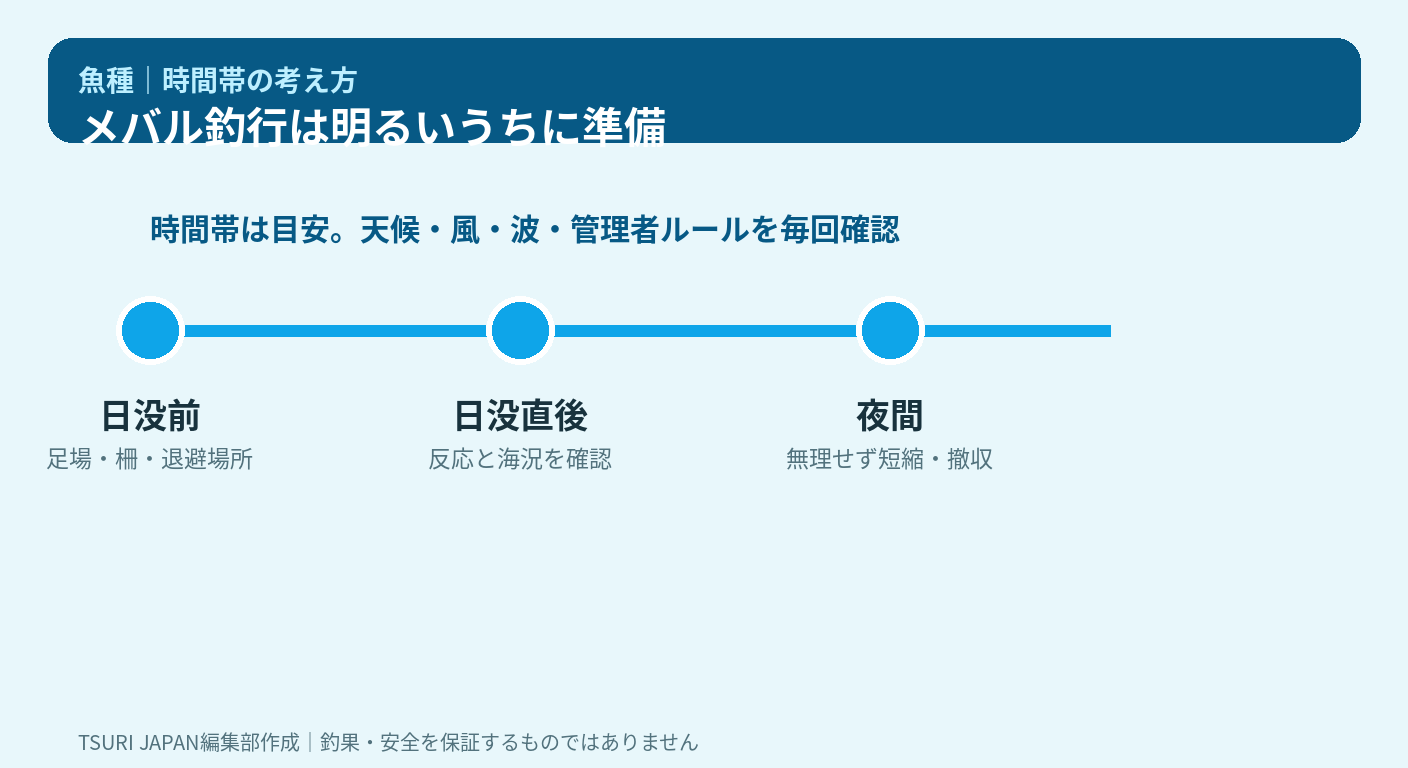魚種 初心者が堤防でメバルを狙う釣れる時間帯の考え方