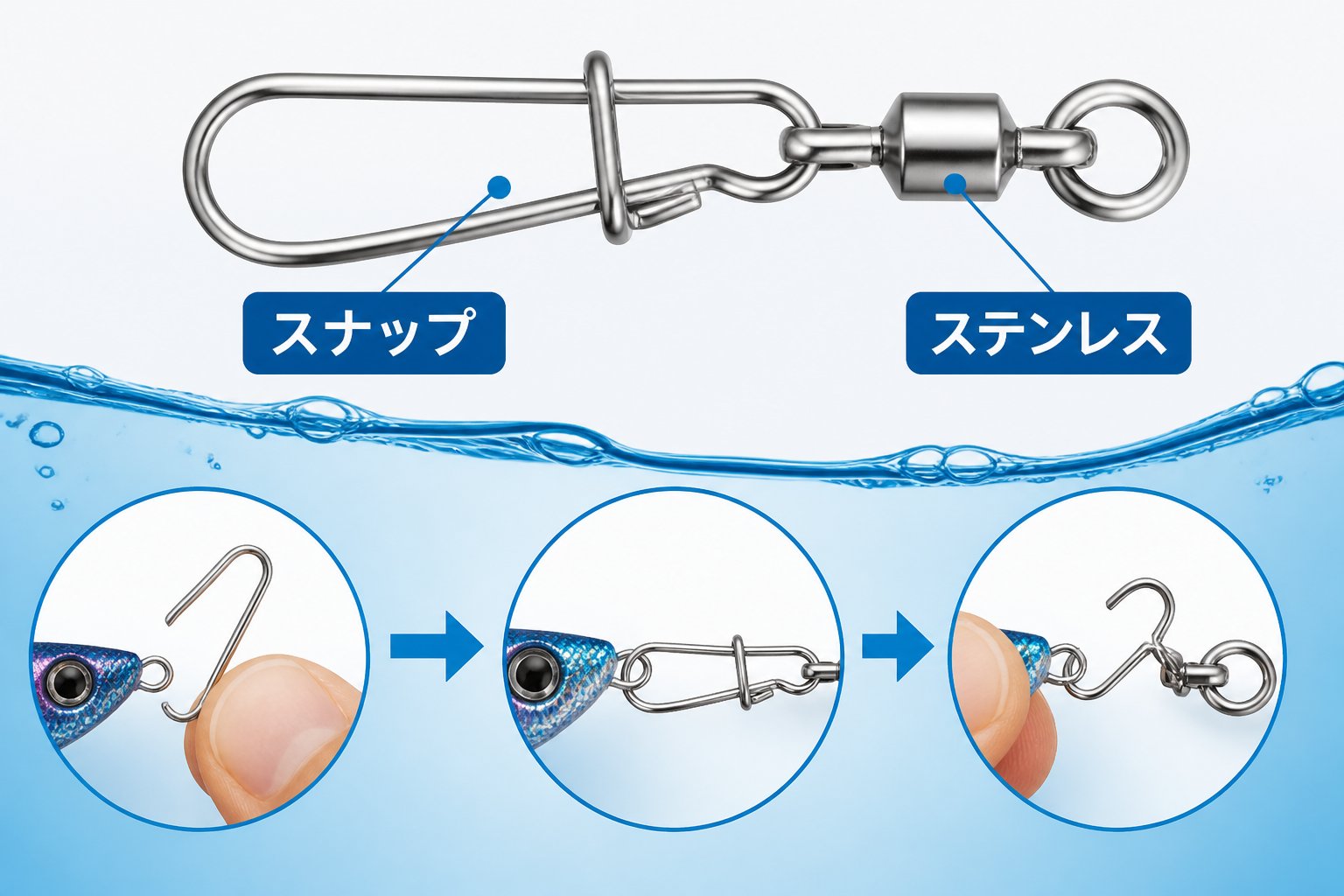 釣具 釣り初心者が知るべきエギ用スナップの号数と装着方式の判断基準