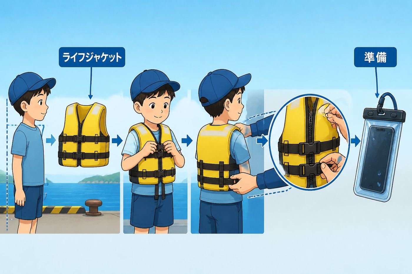 釣具 子供用ライフジャケットの正しい着用手順と点検方法