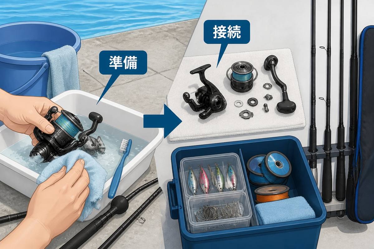 釣具 釣り初心者が実践する釣具の手入れと片付けの具体的な手順