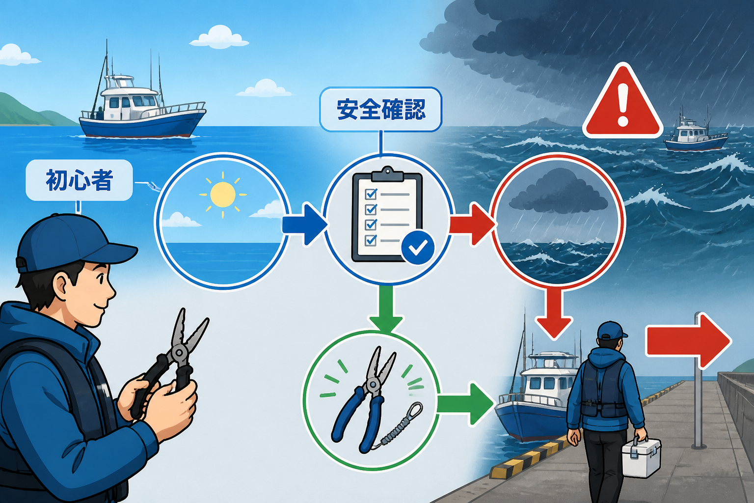 釣り場で安全に扱う手順