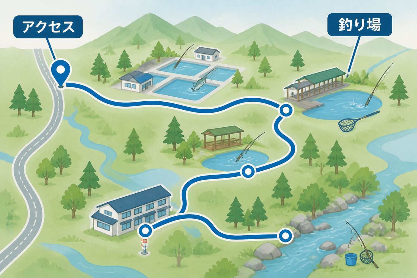 岡山県の初心者・親子向け釣り施設TOP5|手ぶらOKや料金・安全面で比較「岡山県の初心者・親子向け釣り施設比較早見表」の図解