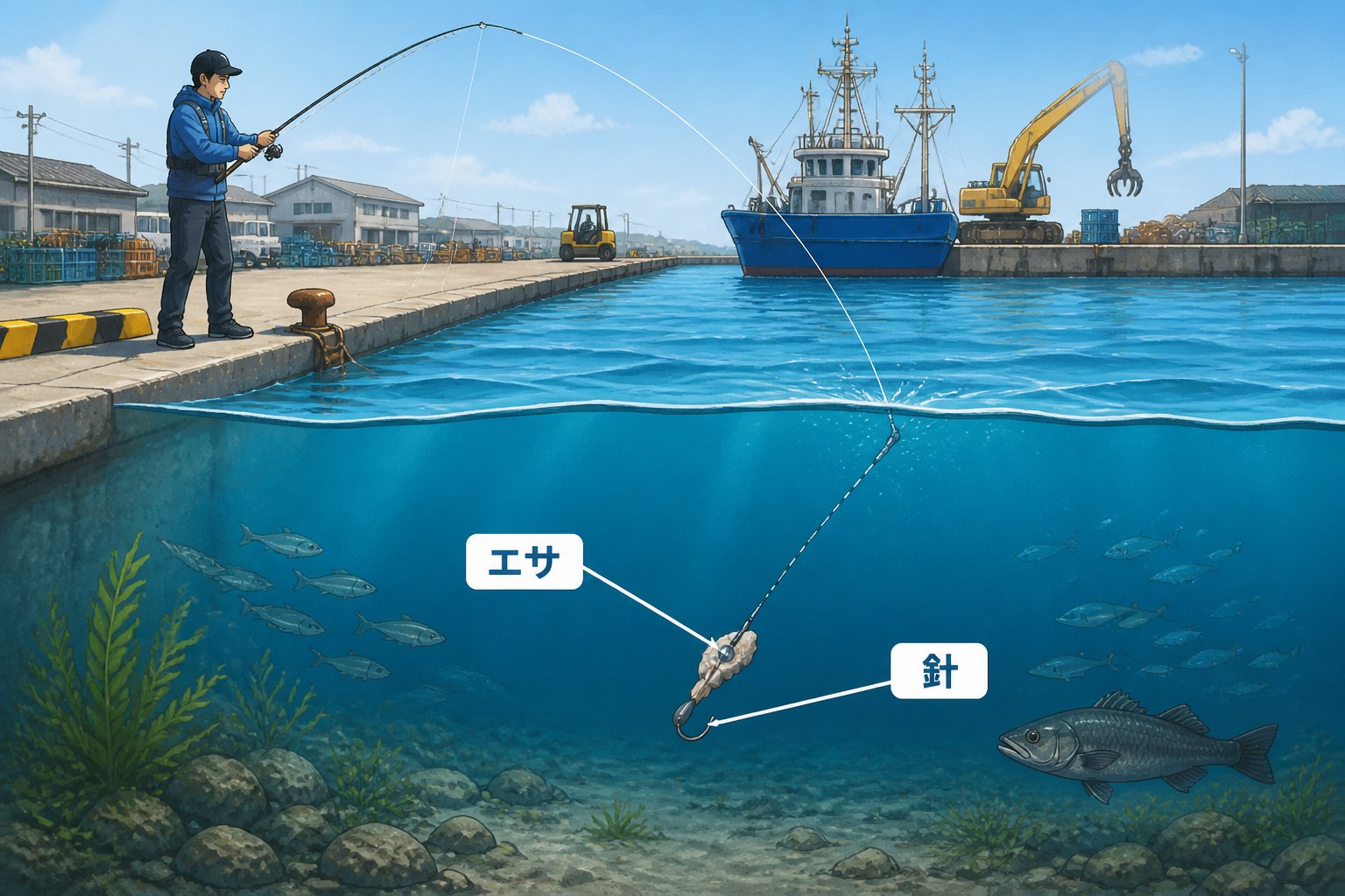 北海道で夏の海釣りを始める初心者向けルールと安全確認「漁港・港湾では釣りより先に利用可否と作業動線を見る」の図解