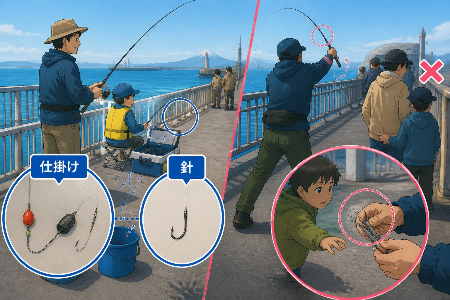 静岡の堤防アジ釣り場を初心者へ｜清水港海づり公園ガイド「アジは想定魚種でも「釣れる」と断定しない」の図解
