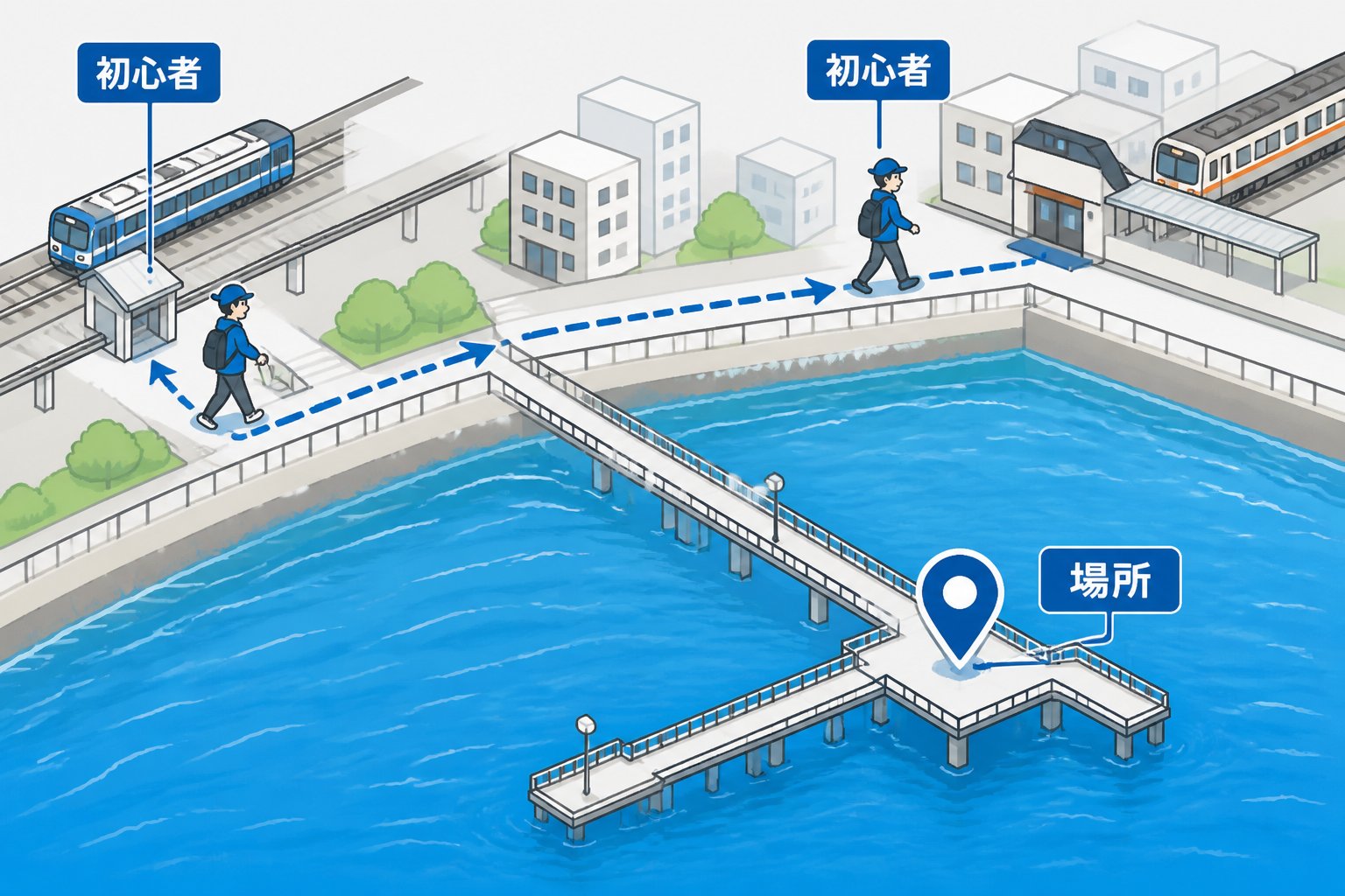 兵庫の駅近海釣り場を初心者へ｜神戸市立平磯海づり公園ガイド「東垂水駅・垂水駅からのアクセスを公式案内で比べる」の図解