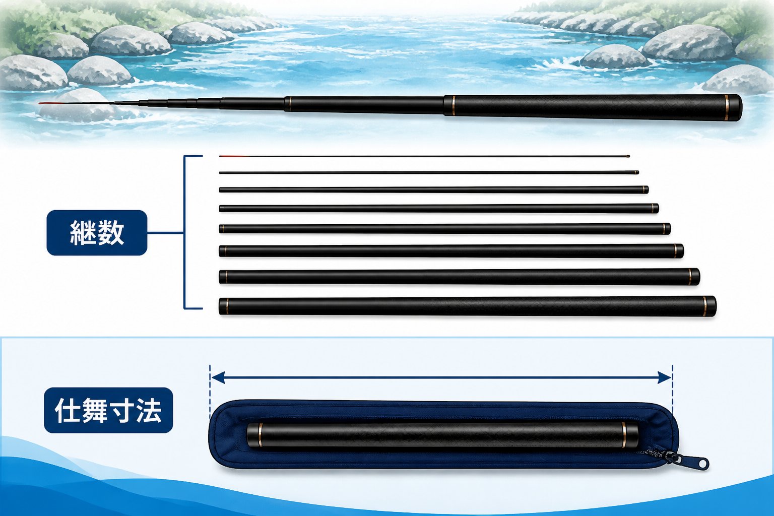 釣具 テンカラ用ロッドをライン対応と携帯性で比べるランキングの比較基準