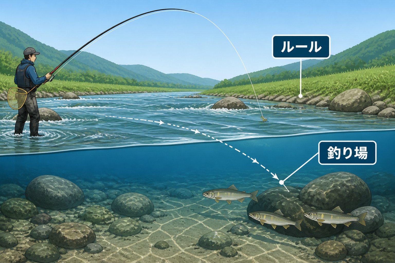 釣り方 アユ友釣りの基本的な釣り方の手順とポイント